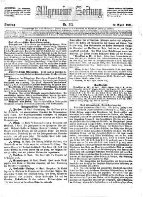 Allgemeine Zeitung Freitag 12. April 1861