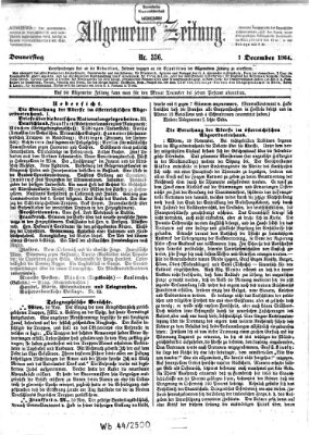 Allgemeine Zeitung Donnerstag 1. Dezember 1864