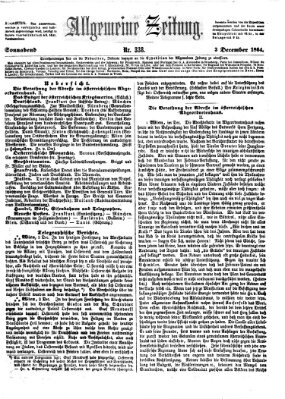 Allgemeine Zeitung Samstag 3. Dezember 1864