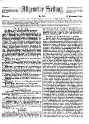 Allgemeine Zeitung Montag 12. Dezember 1864