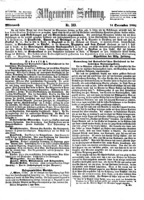Allgemeine Zeitung Mittwoch 14. Dezember 1864
