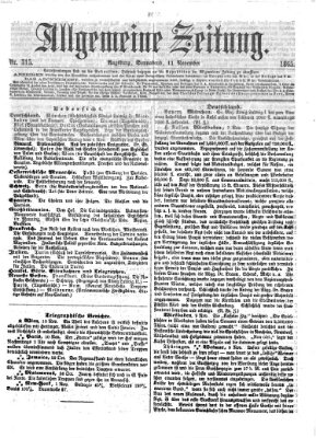 Allgemeine Zeitung Samstag 11. November 1865