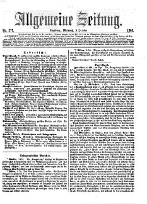 Allgemeine Zeitung Mittwoch 3. Oktober 1866