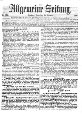 Allgemeine Zeitung Donnerstag 21. November 1867