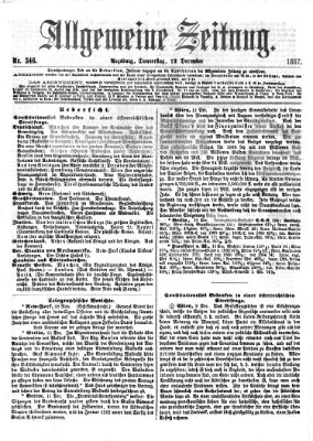 Allgemeine Zeitung Donnerstag 12. Dezember 1867