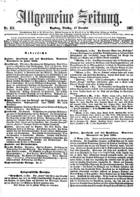 Allgemeine Zeitung Dienstag 17. Dezember 1867