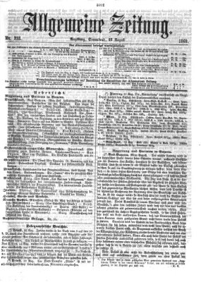 Allgemeine Zeitung Samstag 21. August 1869