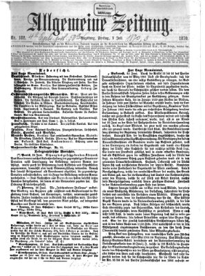 Allgemeine Zeitung Freitag 1. Juli 1870