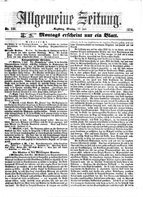 Allgemeine Zeitung Montag 11. Juli 1870