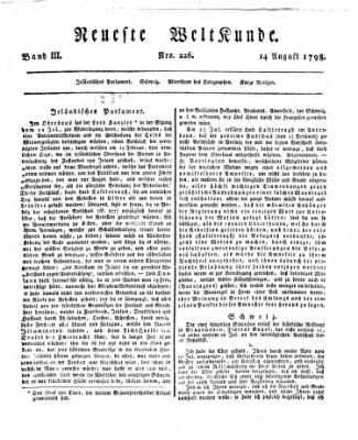 Allgemeine Zeitung Dienstag 14. August 1798