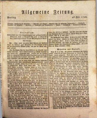 Allgemeine Zeitung Freitag 26. Oktober 1798