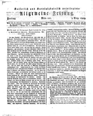 Kaiserlich- und Kurpfalzbairisch privilegirte allgemeine Zeitung (Allgemeine Zeitung) Freitag 9. August 1805