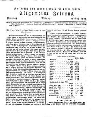 Kaiserlich- und Kurpfalzbairisch privilegirte allgemeine Zeitung (Allgemeine Zeitung) Sonntag 18. August 1805