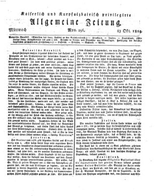 Kaiserlich- und Kurpfalzbairisch privilegirte allgemeine Zeitung (Allgemeine Zeitung) Mittwoch 23. Oktober 1805