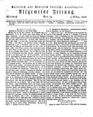 Kaiserlich- und Kurpfalzbairisch privilegirte allgemeine Zeitung (Allgemeine Zeitung) Mittwoch 5. März 1806