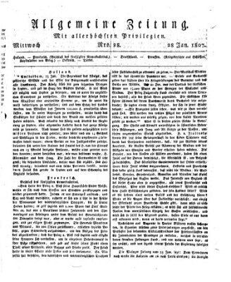 Allgemeine Zeitung Mittwoch 28. Januar 1807