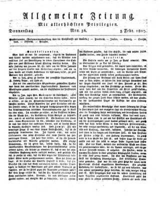 Allgemeine Zeitung Donnerstag 5. Februar 1807
