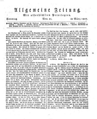 Allgemeine Zeitung Sonntag 22. März 1807
