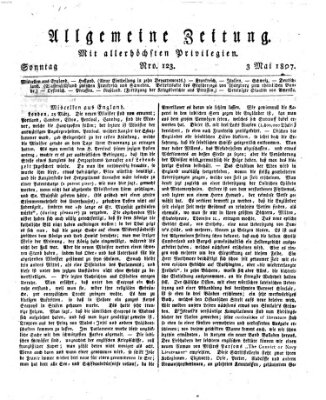 Allgemeine Zeitung Sonntag 3. Mai 1807