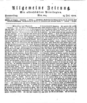 Allgemeine Zeitung Donnerstag 23. Juli 1807