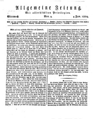 Allgemeine Zeitung Mittwoch 4. Januar 1809