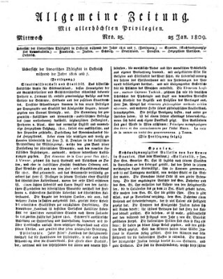 Allgemeine Zeitung Mittwoch 25. Januar 1809