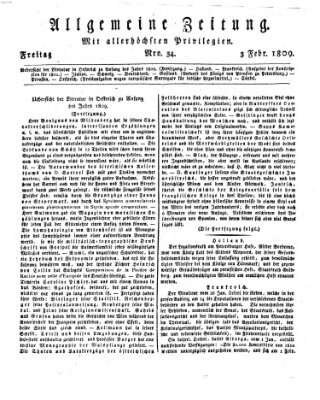 Allgemeine Zeitung Freitag 3. Februar 1809