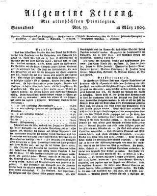 Allgemeine Zeitung Samstag 18. März 1809
