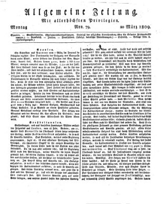 Allgemeine Zeitung Montag 20. März 1809