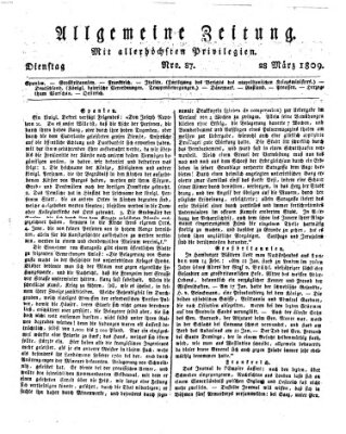 Allgemeine Zeitung Dienstag 28. März 1809