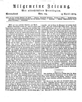 Allgemeine Zeitung Samstag 15. April 1809