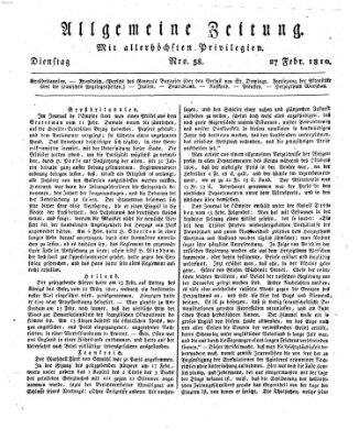 Allgemeine Zeitung Dienstag 27. Februar 1810