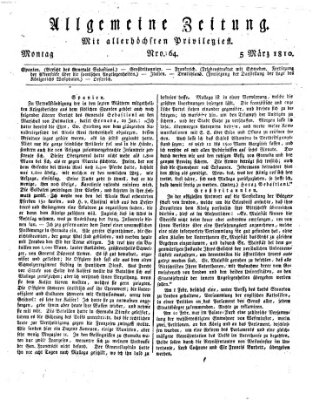 Allgemeine Zeitung Montag 5. März 1810