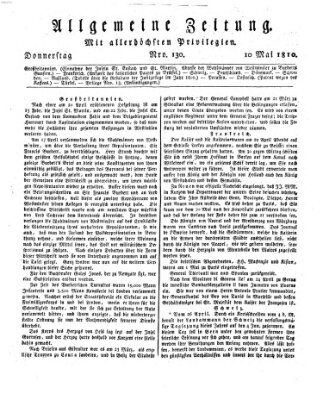 Allgemeine Zeitung Donnerstag 10. Mai 1810