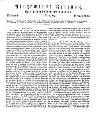 Allgemeine Zeitung Mittwoch 23. Mai 1810