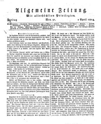 Allgemeine Zeitung Freitag 1. April 1814