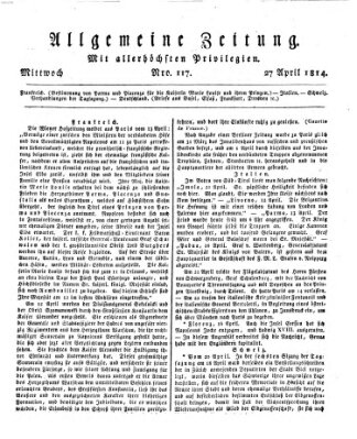Allgemeine Zeitung Mittwoch 27. April 1814