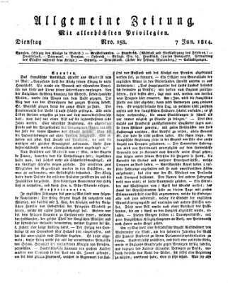 Allgemeine Zeitung Dienstag 7. Juni 1814