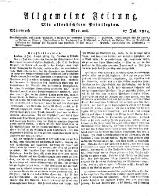 Allgemeine Zeitung Mittwoch 27. Juli 1814