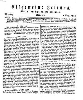 Allgemeine Zeitung Montag 1. August 1814