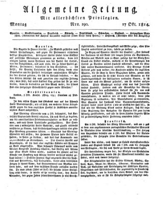 Allgemeine Zeitung Montag 17. Oktober 1814