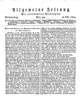 Allgemeine Zeitung Donnerstag 20. Oktober 1814