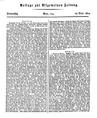 Allgemeine Zeitung Donnerstag 29. September 1814