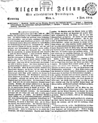 Allgemeine Zeitung Sonntag 1. Januar 1815