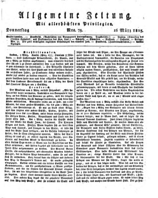 Allgemeine Zeitung Donnerstag 16. März 1815
