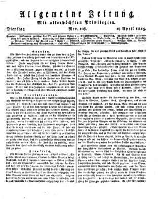 Allgemeine Zeitung Dienstag 18. April 1815