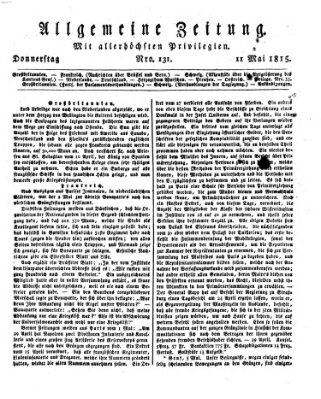 Allgemeine Zeitung Donnerstag 11. Mai 1815