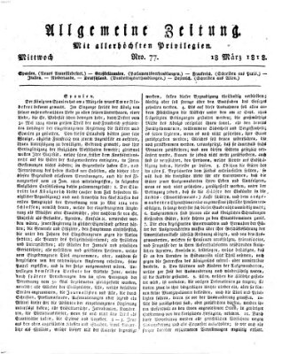 Allgemeine Zeitung Mittwoch 18. März 1818