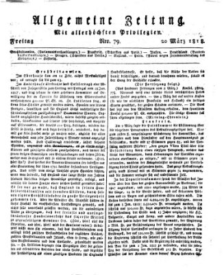 Allgemeine Zeitung Freitag 20. März 1818