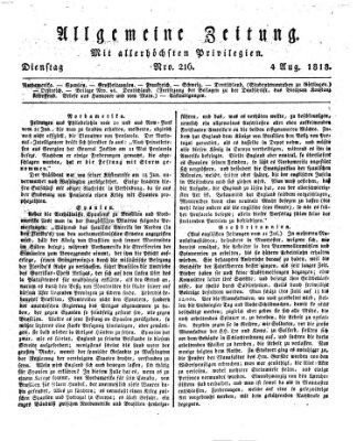 Allgemeine Zeitung Dienstag 4. August 1818
